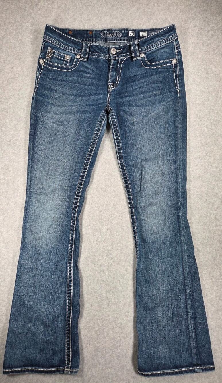 Miss Me Pressed Blossoms Bootcut Jeans 29x34 Dark Wash Embellished Flap Pocket